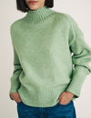 Green Funnel Neck Knitted Jumper