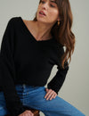 Black V-neck Knitted Jumper