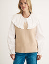 Beige V-neck Knitted Vest