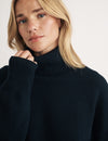 Black Roll Neck Wool Knitted Jumper