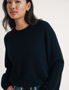 Black Crew Neck Wool Knitted Jumper