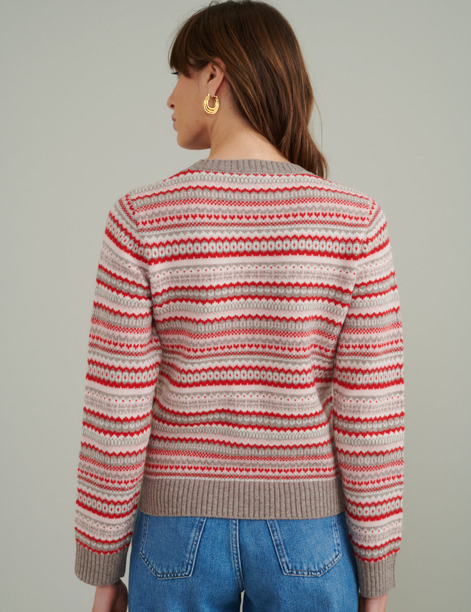 Grey Fair Isle Knitted Wool Jumper