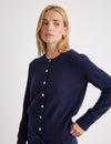 Navy Cashmere Crew Neck Cardigan