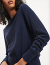 Navy Cashmere Crew Neck Knitted Jumper