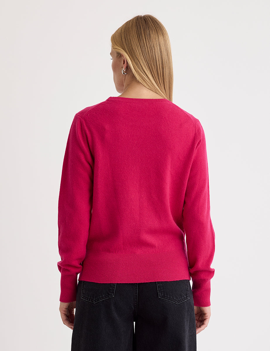 Pink Cashmere Crew Neck Knitted Jumper