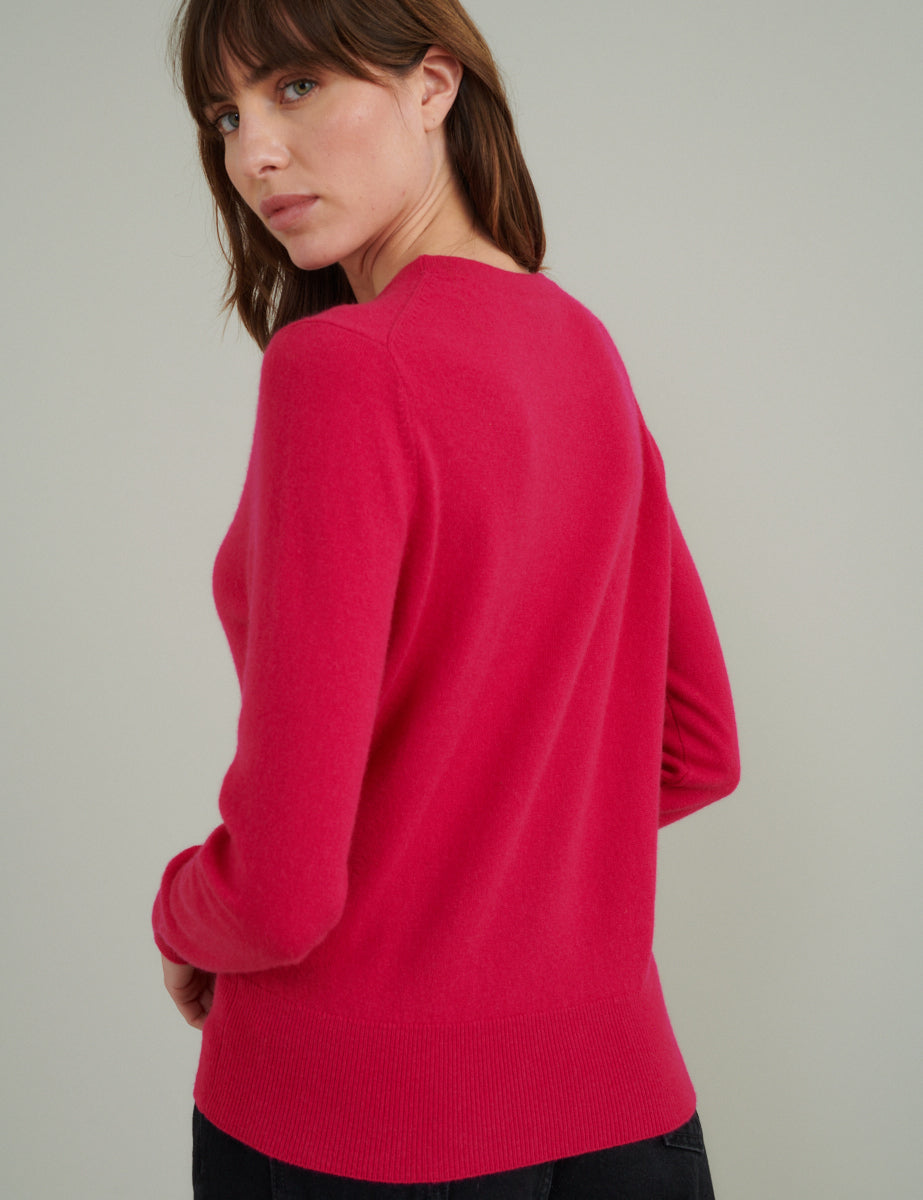 Pink Cashmere Crew Neck Knitted Jumper