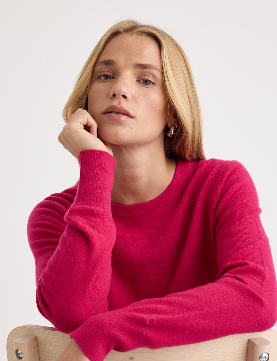 Pink Cashmere Crew Neck Knitted Jumper