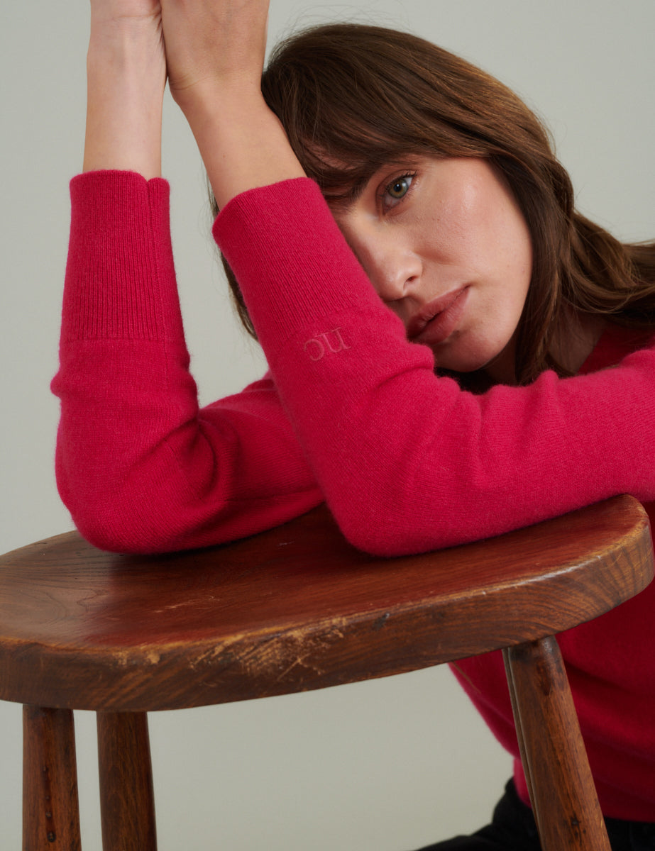 Pink Cashmere Crew Neck Knitted Jumper