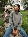 Grey Funnel Neck Wool Knitted Jumper