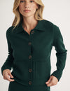 Green Button Through Collared Cardigan