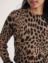 Leopard Print Wool Blend Knitted Jumper