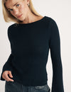 Black Slash Neck Knitted Jumper