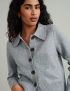 Grey Collar Knitted Cardigan