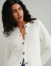 Ivory Textured Knitted Cardigan