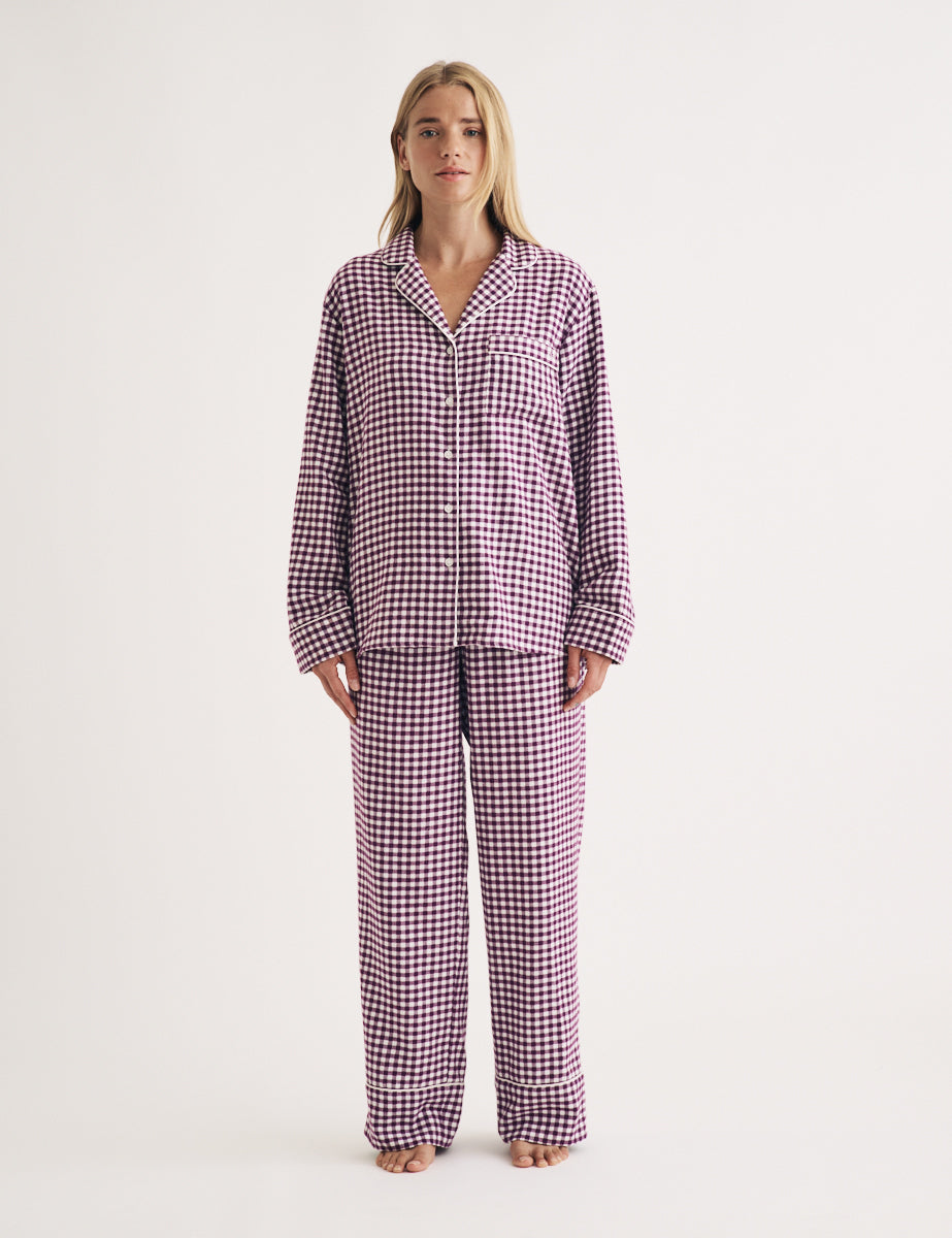 Purple Gingham Pyjama Top