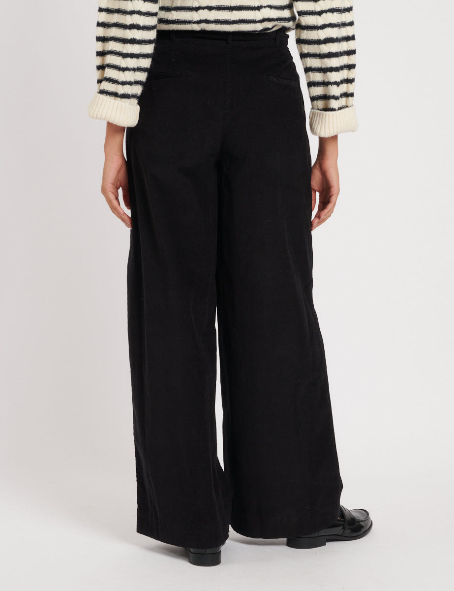 Black Cord Wide Leg Trousers