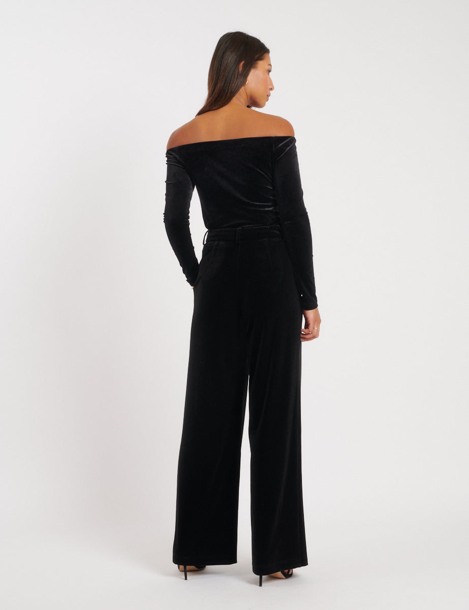 Black Velvet Tailored Trousers