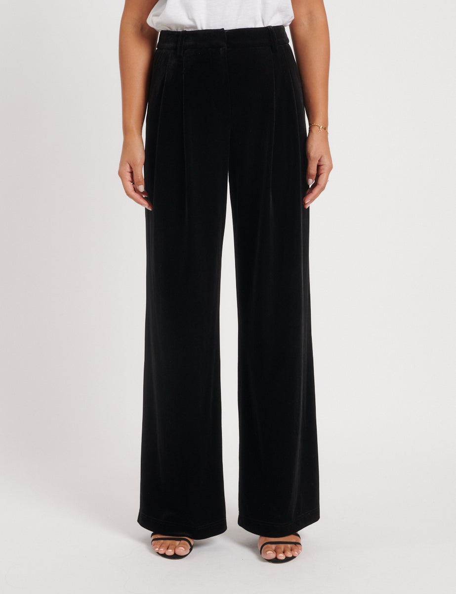 Black Velvet Tailored Trousers