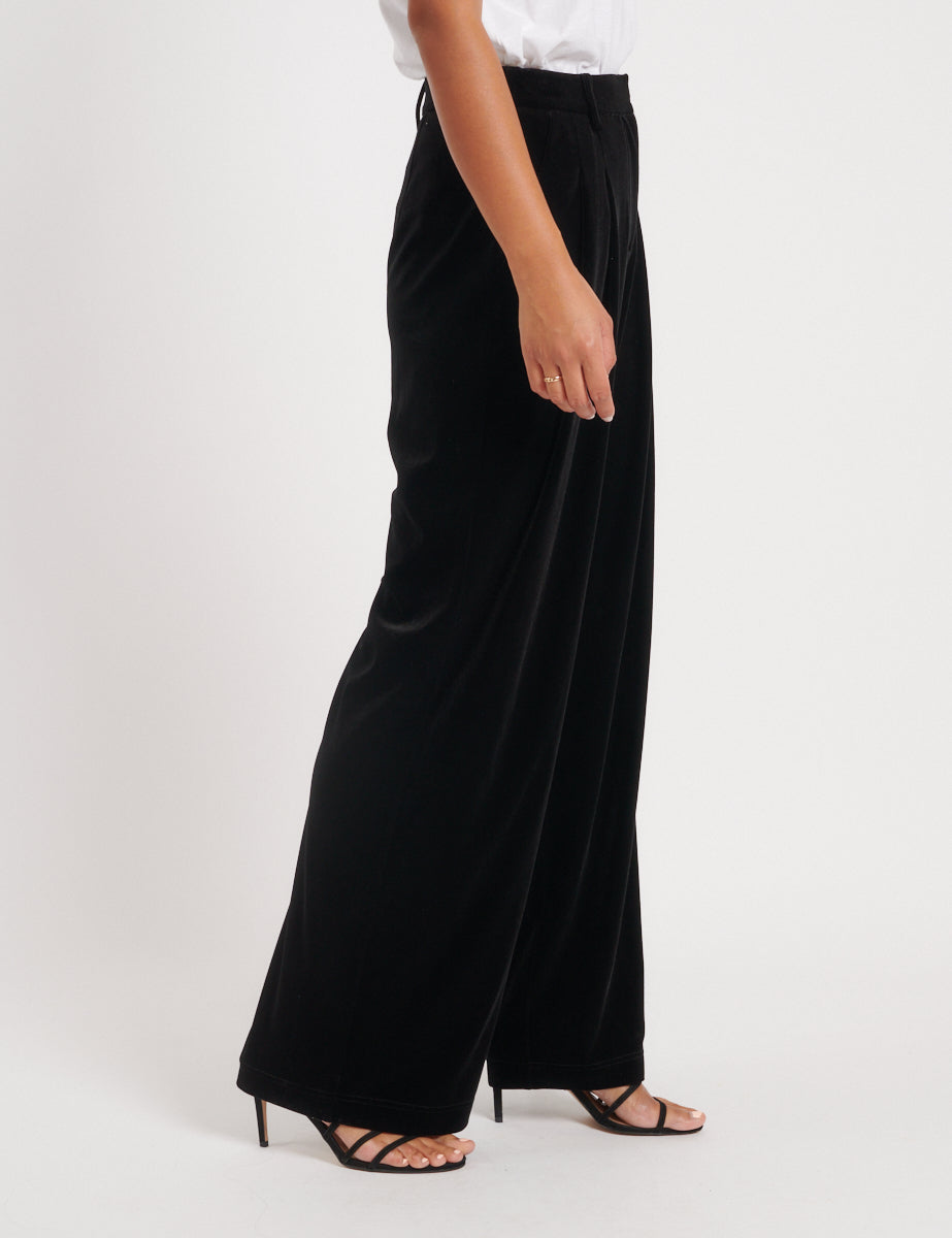 Black Velvet Tailored Trousers