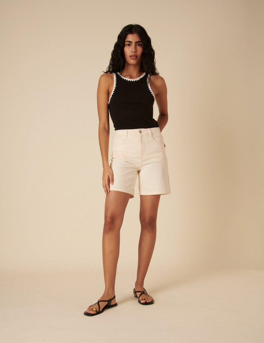 Cream Denim Brixton Shorts
