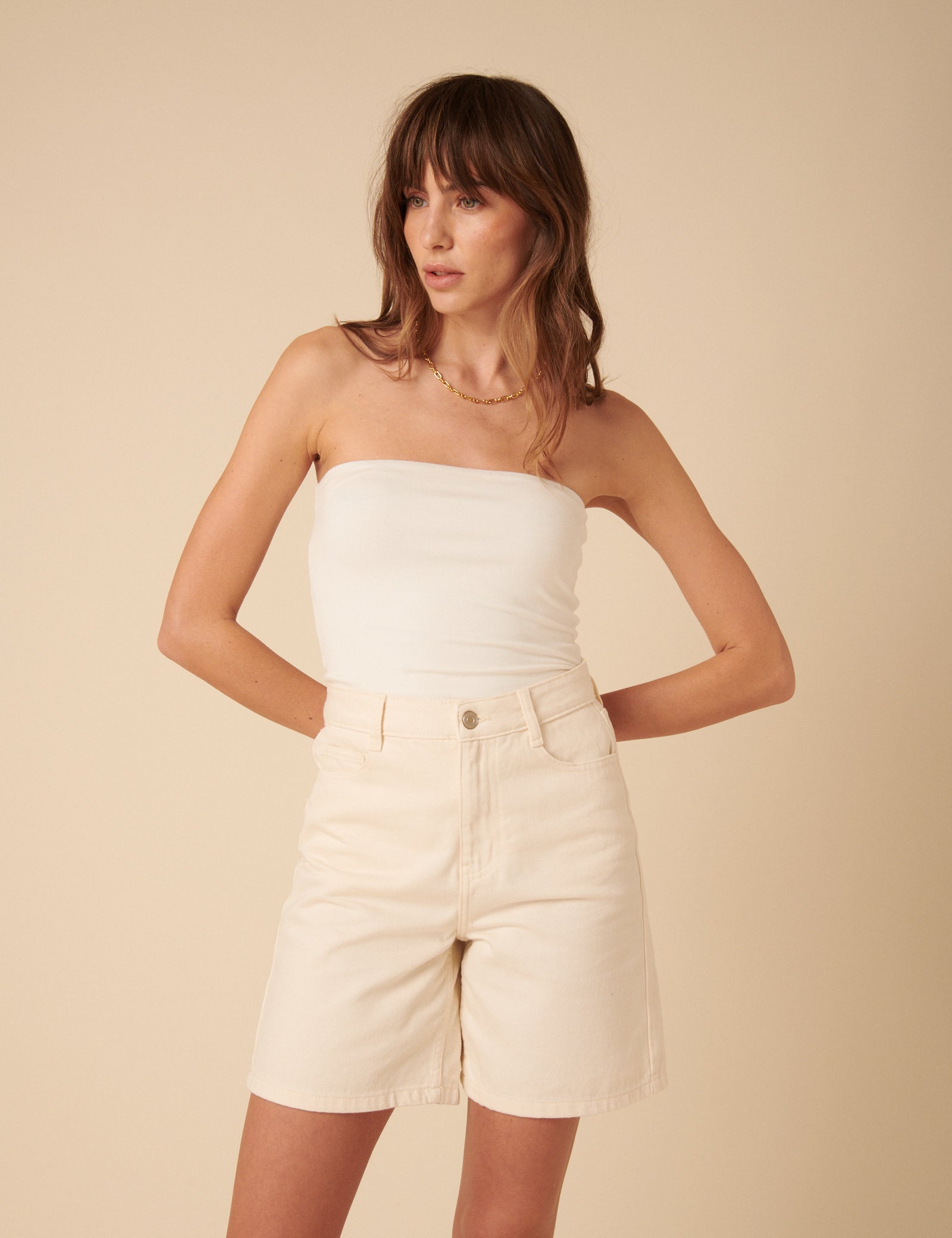 Cream Denim Brixton Shorts