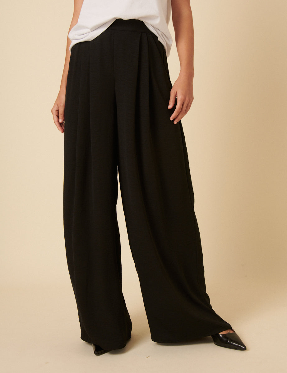 Black Wide Leg Zeena Trousers