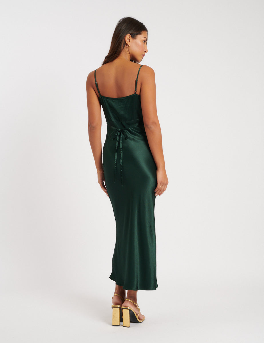 Green Cowl Neck Bridesmaid Trixie Midi Dress