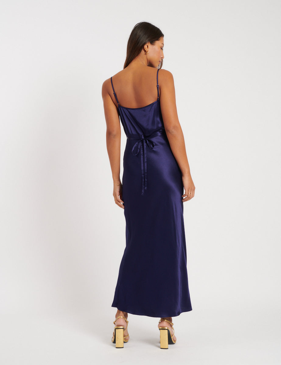 Navy Cowl Neck Bridesmaid Trixie Midi Dress