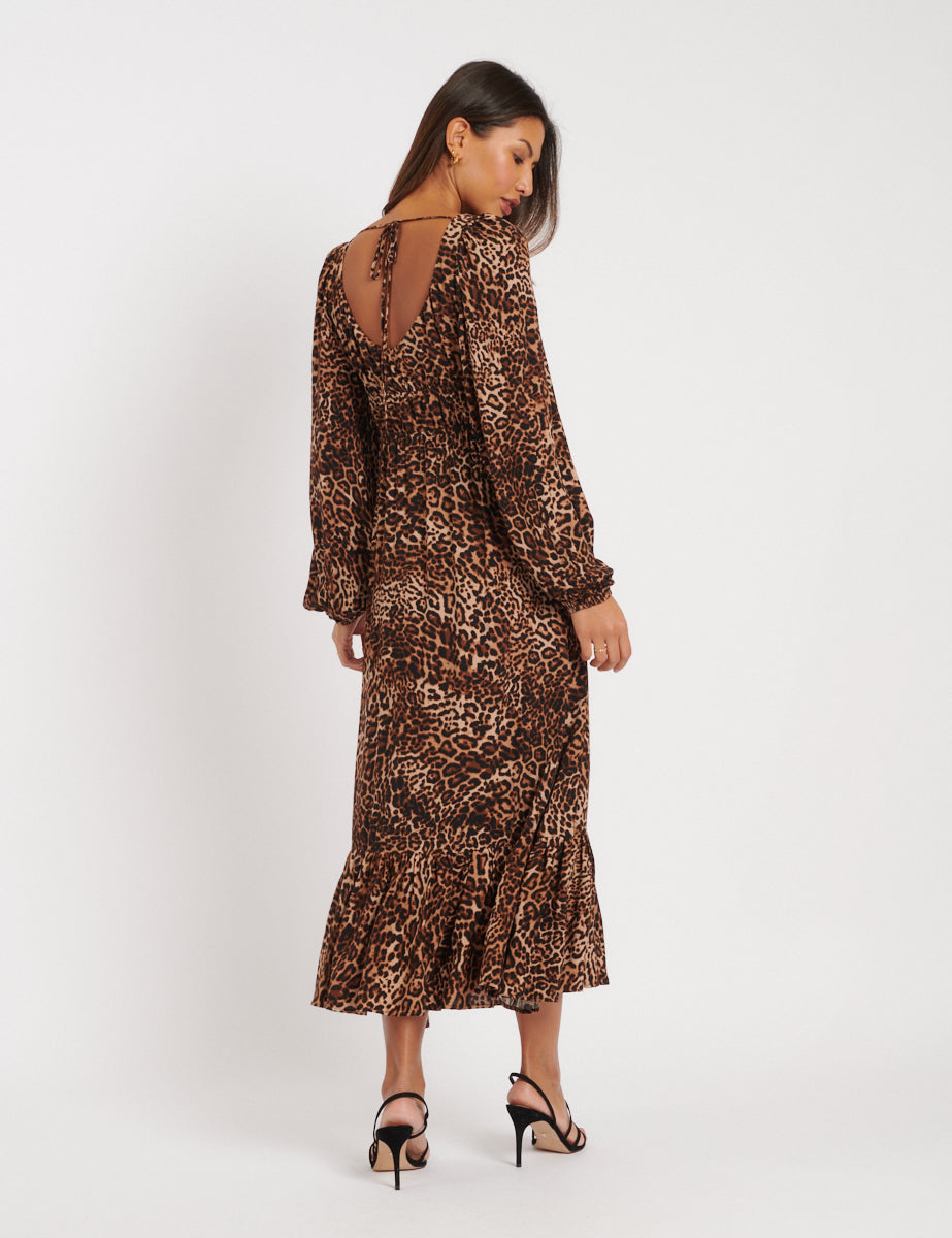 Leopard Print Samantha Midi Dress