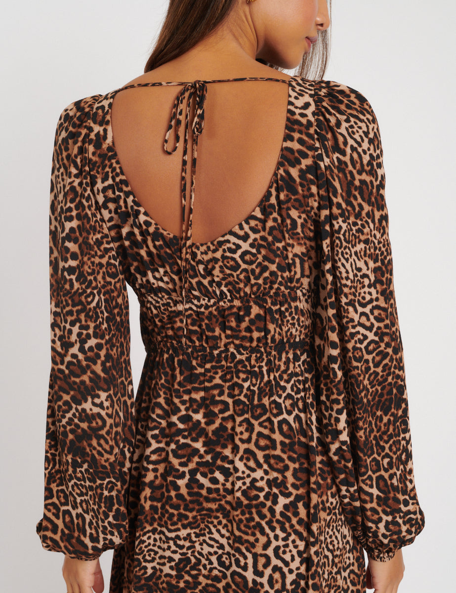 Leopard Print Samantha Midi Dress