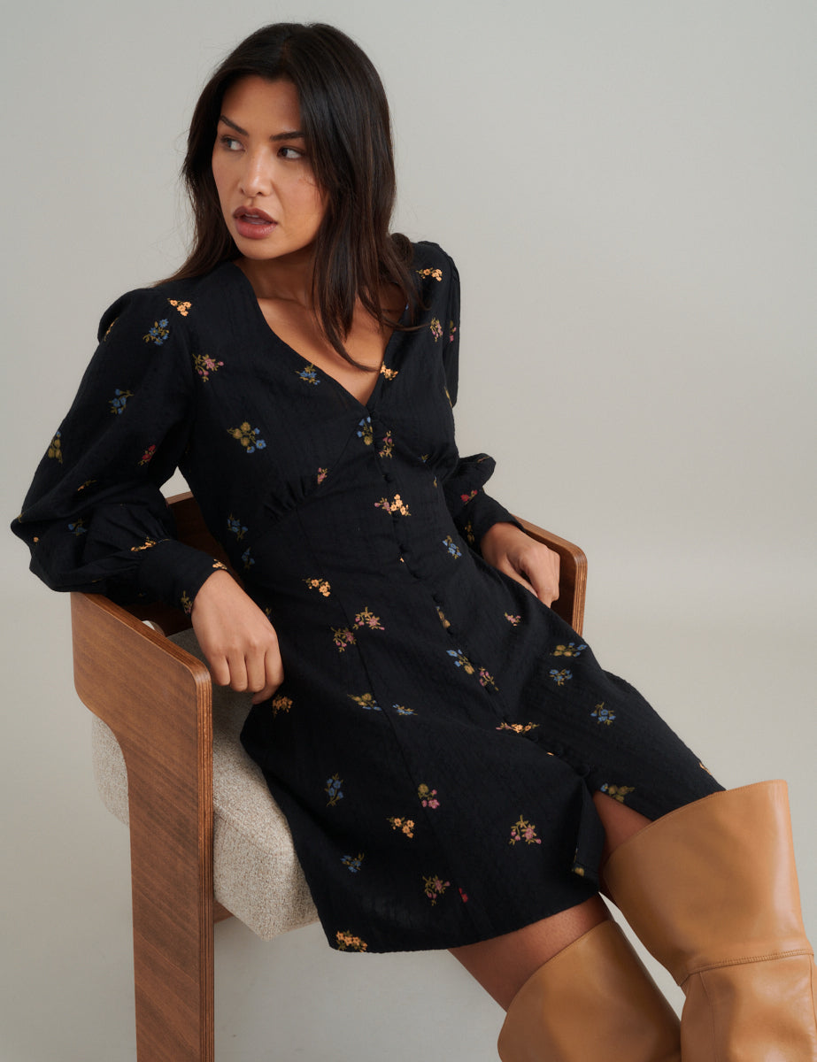 Black Floral Shannon Mini Dress