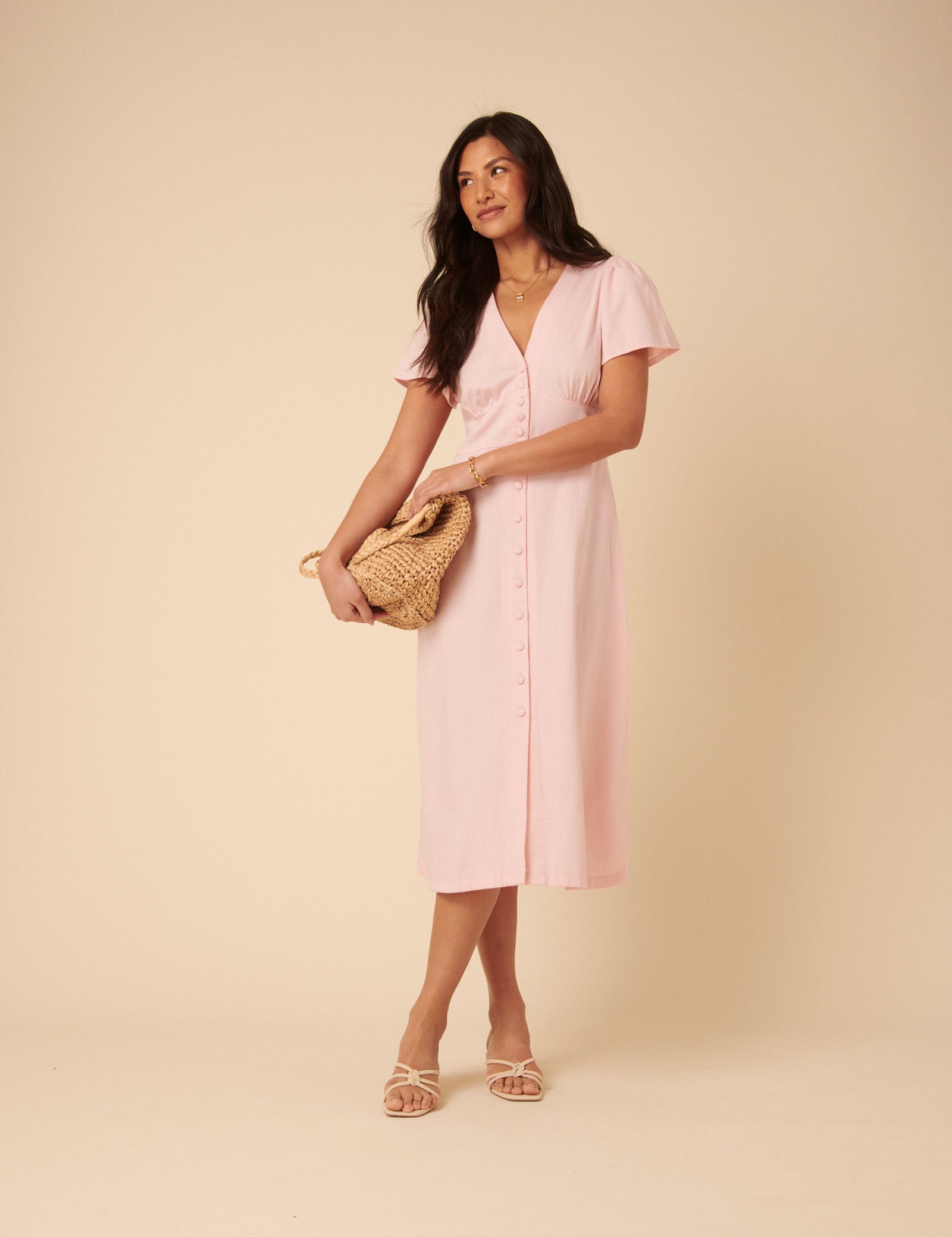 Pink Denim Rosie Midi Dress