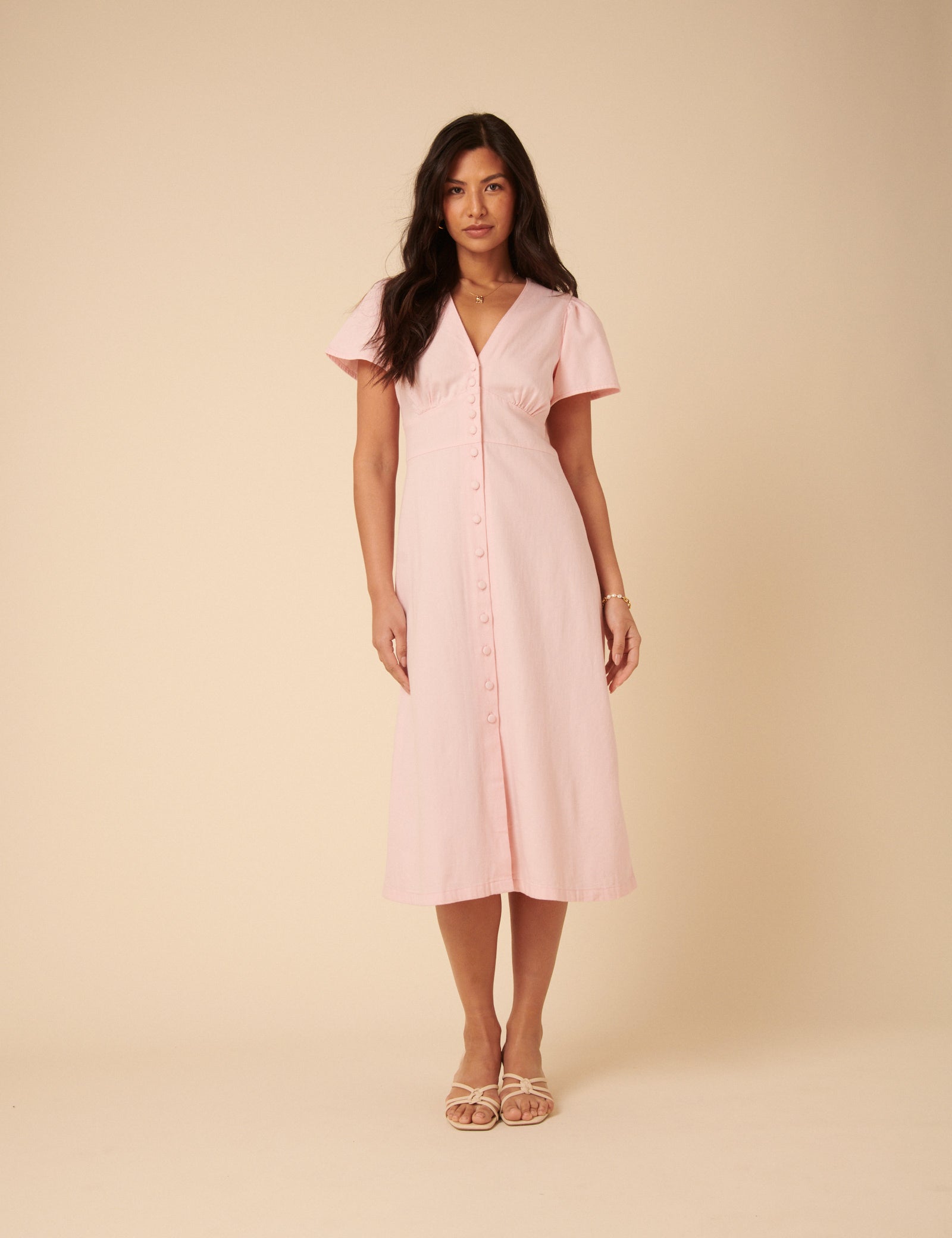 Pink Denim Rosie Midi Dress