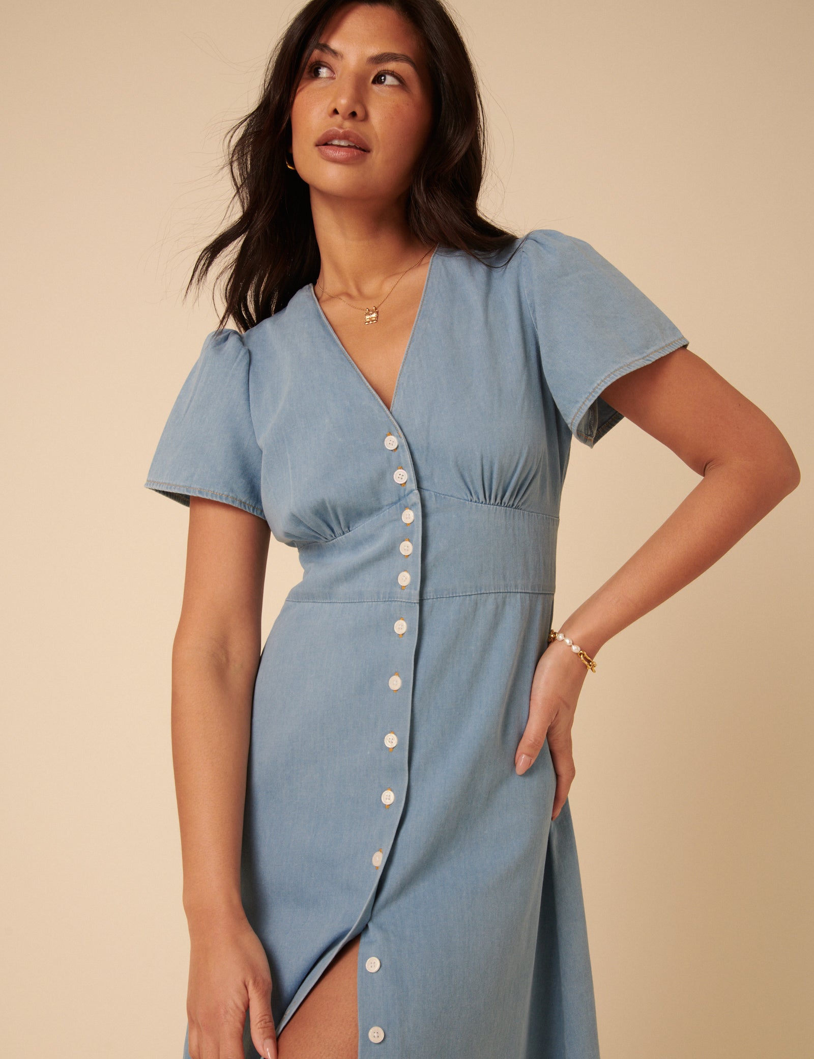 Light Blue Denim Rosie Midi Dress