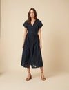 Navy Broderie Anglaise Levi Midi Dress