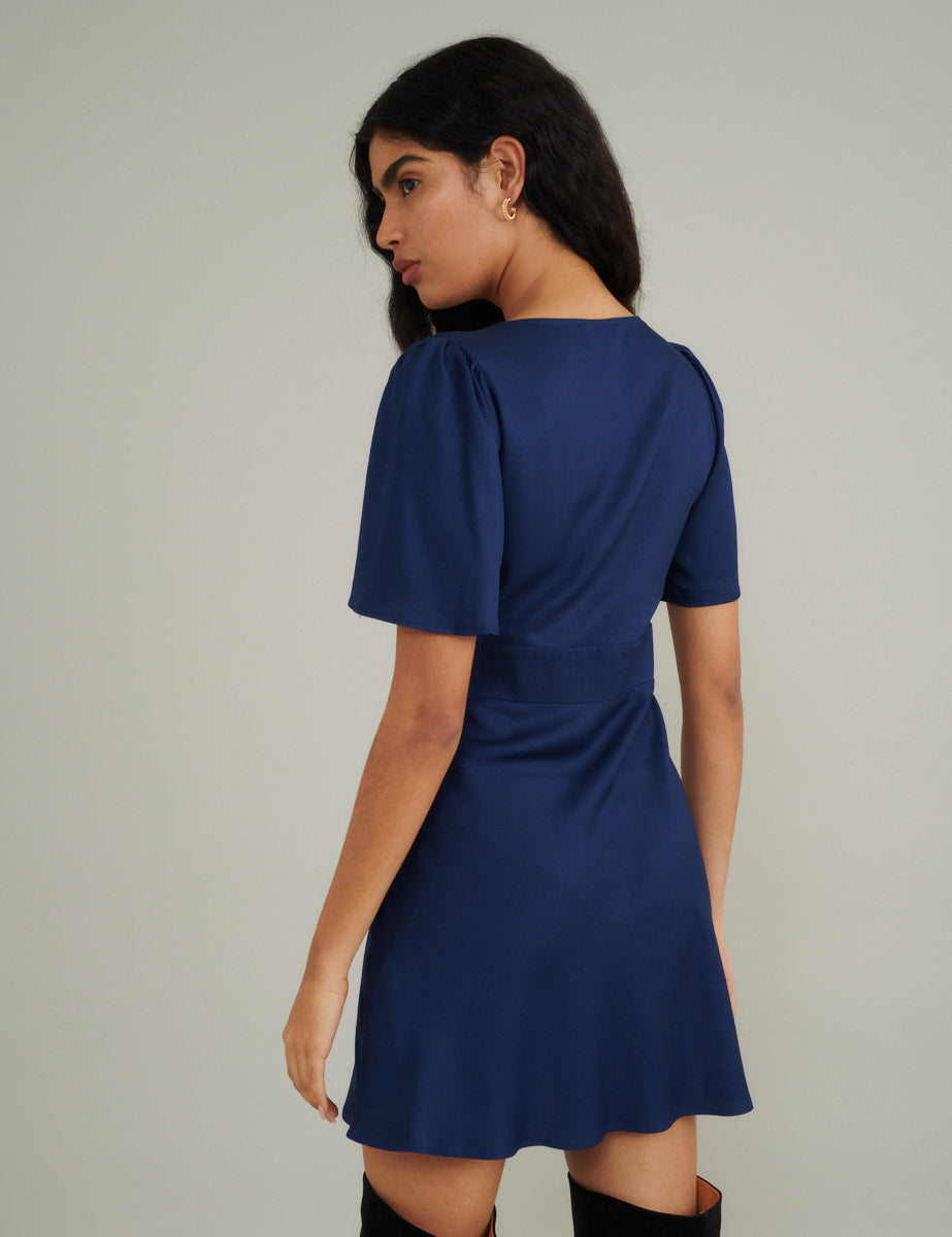 Navy Bow Front Faith Mini Dress