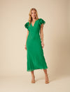 Green Frill Sleeve Layla Midi Dress
