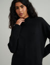 Black Knitted Funnel Neck Longline Jumper