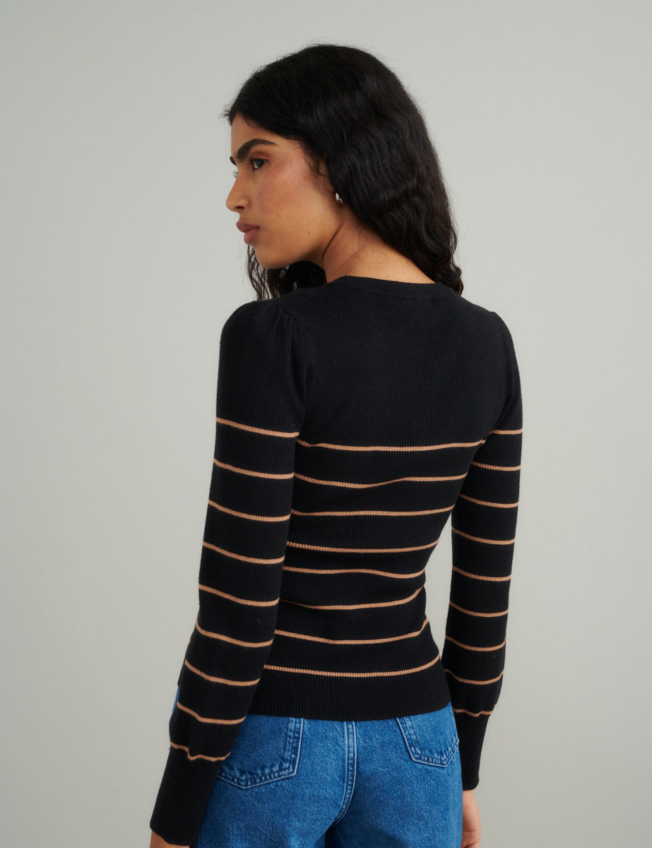 Black Striped Knitted Jumper