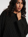 Black Crew Neck Cable Knitted Jumper