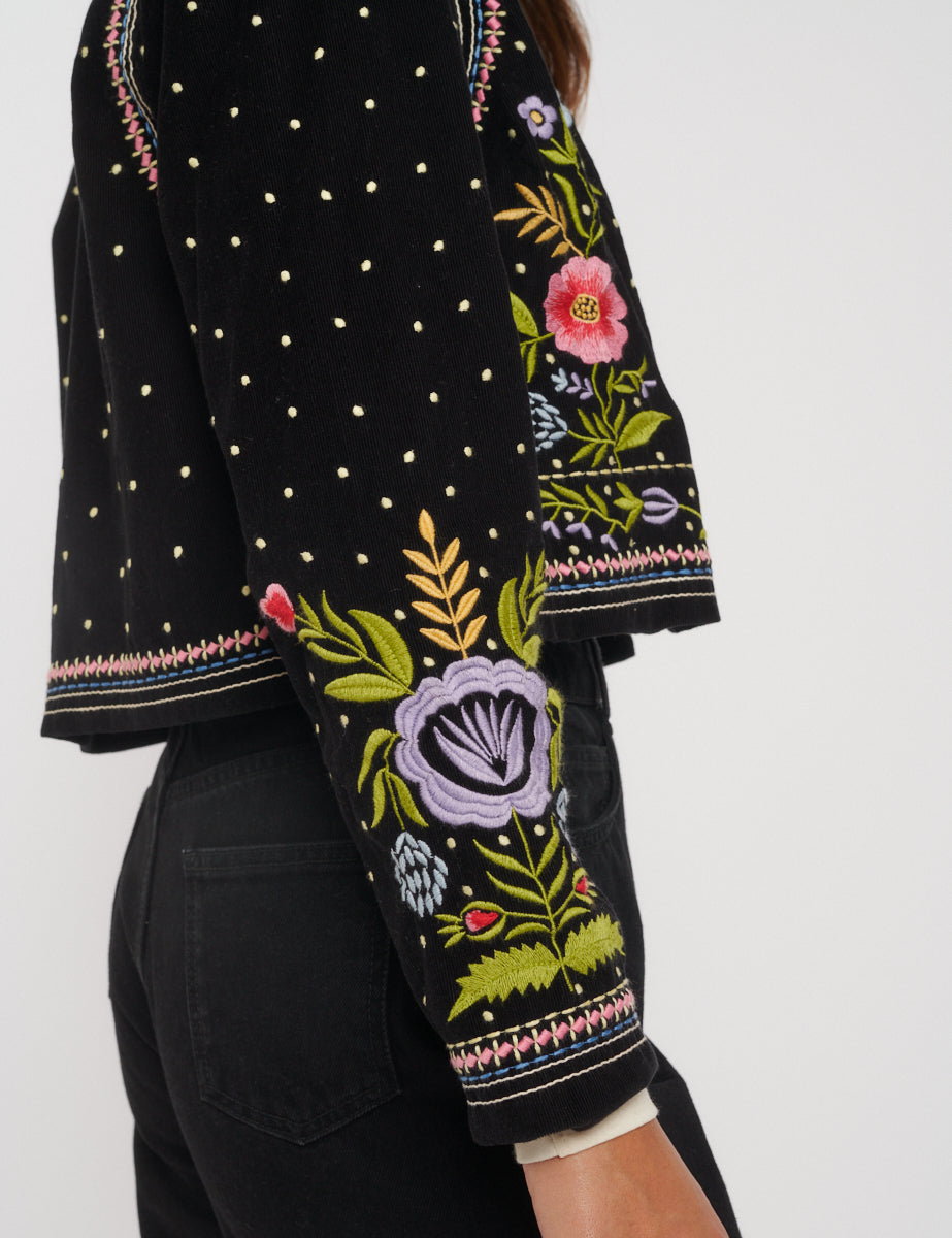 Black Embroidered Cord Jacket