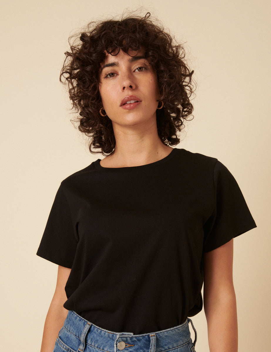 Black Easy Fit Crew Neck T-Shirt