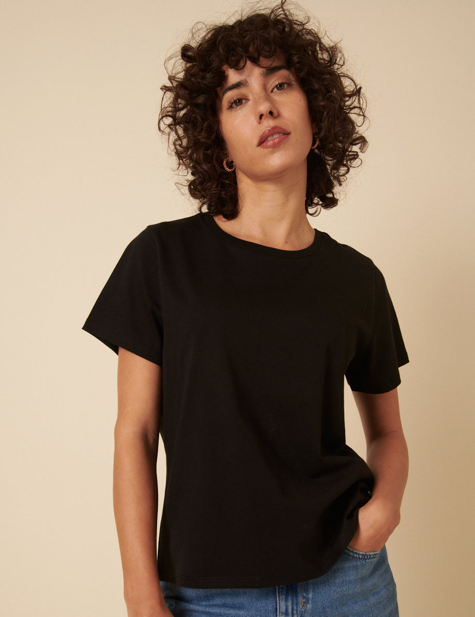 Black Easy Fit Crew Neck T-Shirt