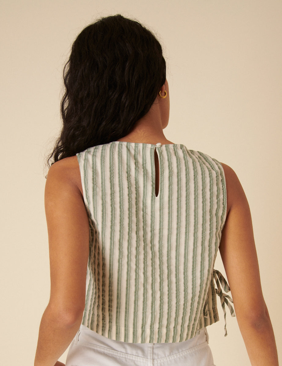 Green Striped Swing Top