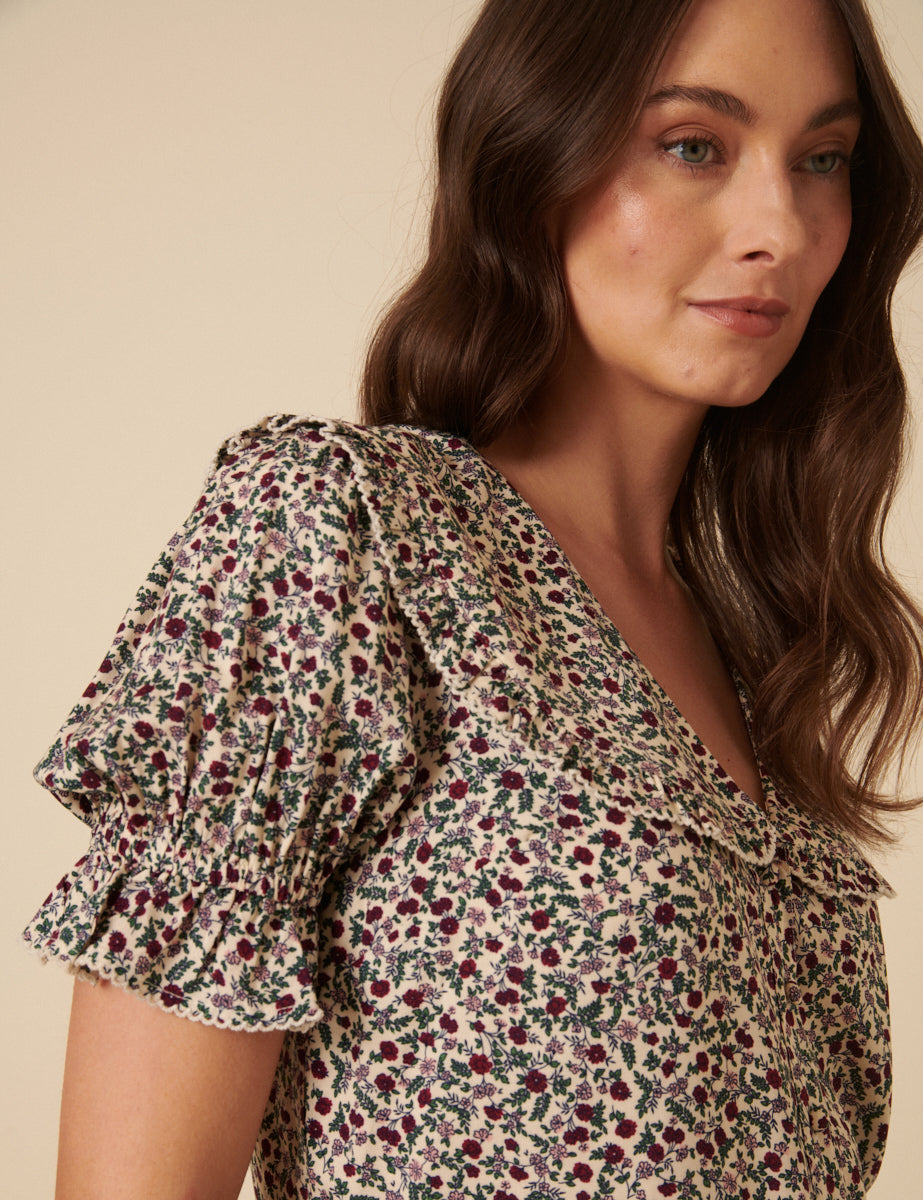 Ditsy Floral Short Sleeve Emmie Blouse