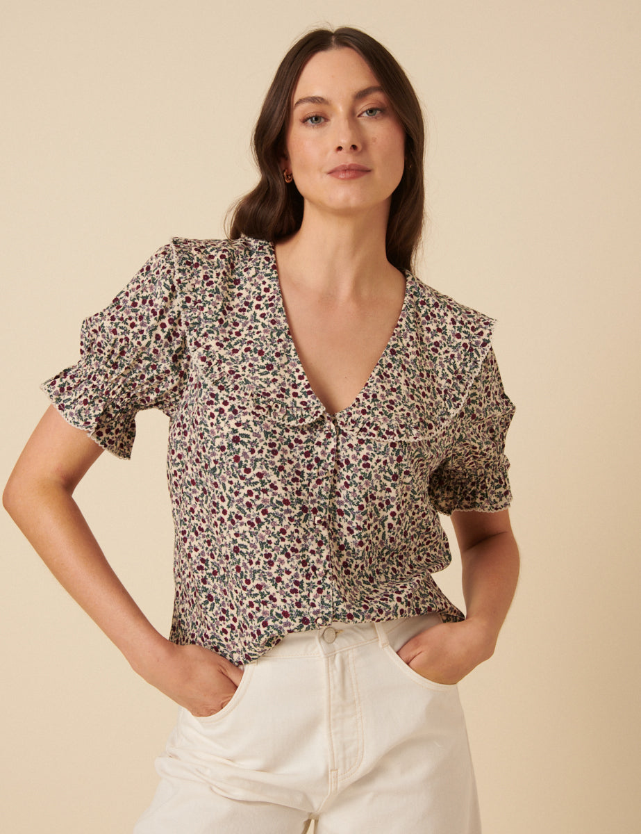 Ditsy Floral Short Sleeve Emmie Blouse