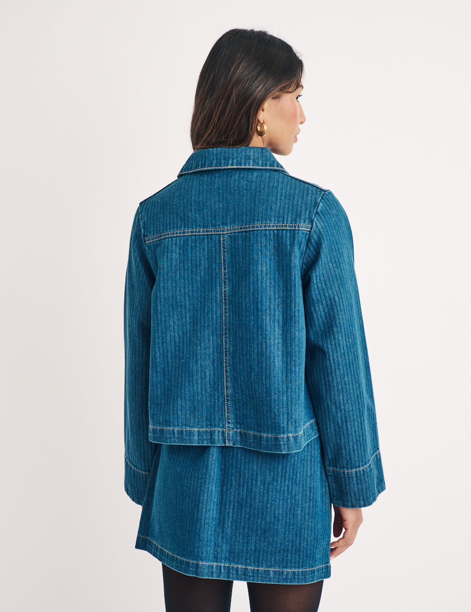 Denim Zip Through Swing Jacket