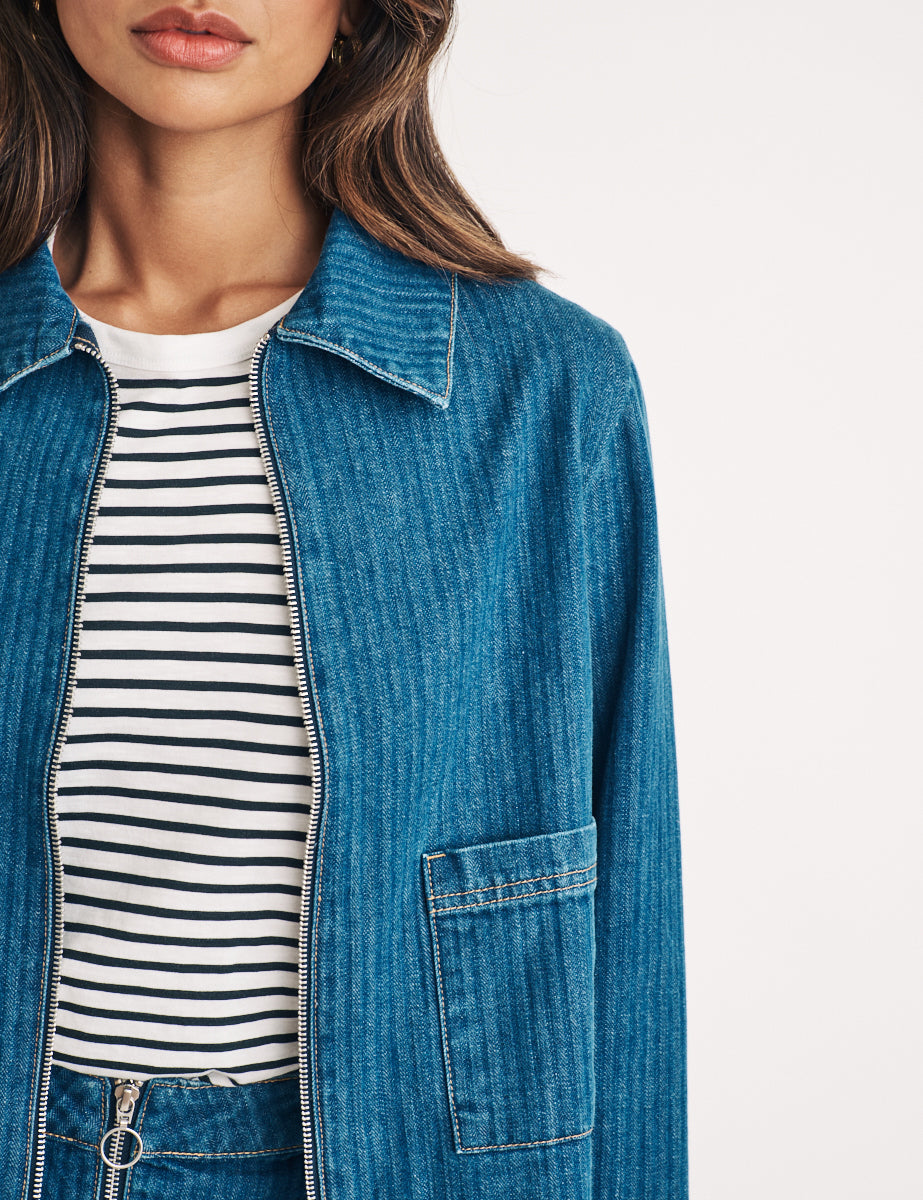 Denim Zip Through Swing Jacket