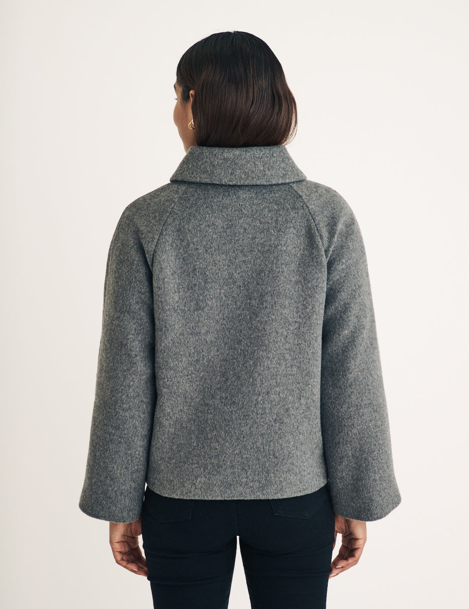 Grey Wool Blend Cropped Jacket