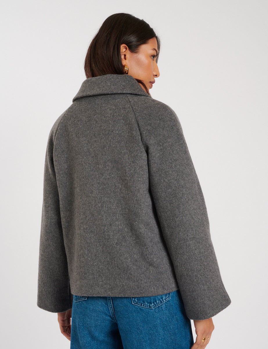 Grey Wool Blend Cropped Jacket